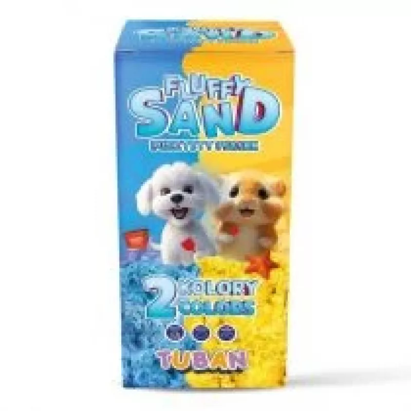 Detská kreatívna sada TUBAN Tuban SET FLUFFY SAND – modrá a žltá, 2 × 70 g, vek 3+