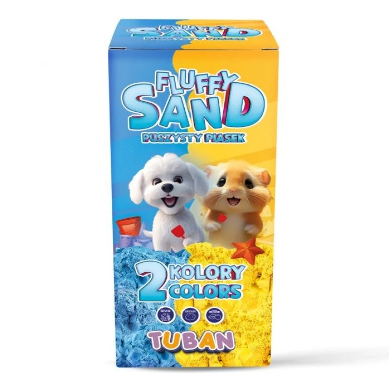 Detská kreatívna sada TUBAN Tuban SET FLUFFY SAND – modrá a žltá, 2 × 70 g, vek 3+