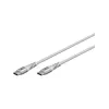 super-mäkký USB 2.0 opletený kábel, USB-C konektor samec > USB-C konektor samec (biela, 3 metre)