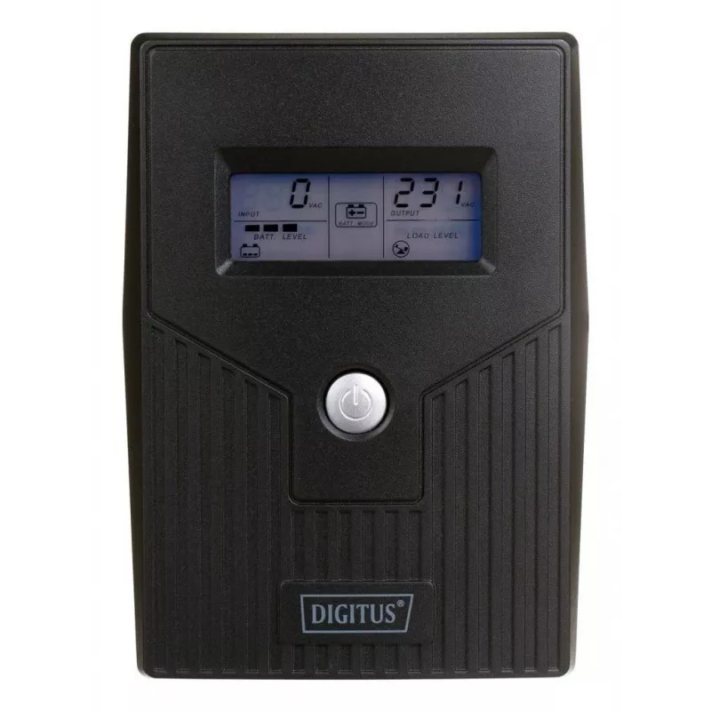 DIGITUS Line-Interactive UPS, 800VA/480W 12V/9Ah x1 batéria, 2x CEE 7/7 zásuvka, RJ-11, LCD (DN-170064-LCD)