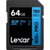 SDXC flash pamäť Lexar 64 GB UHS-I 800xPRO — trieda 10, U3, V30, 150 MB/s