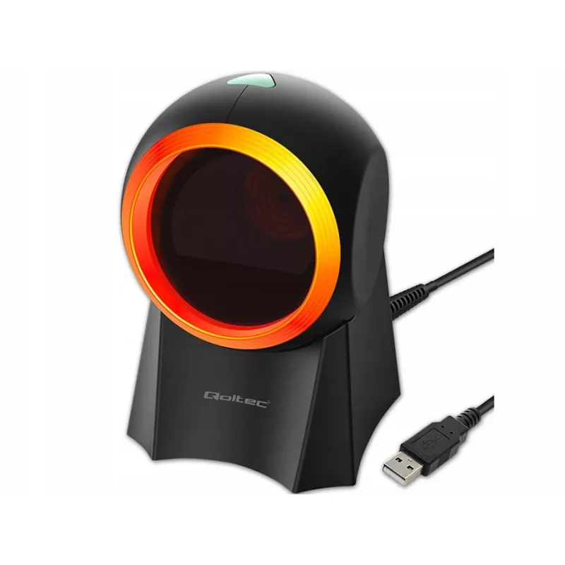 Qoltec 50857 káblová stolová čítačka čiarových kódov, 1D/2D, QR, USB, kábel 1,75 m