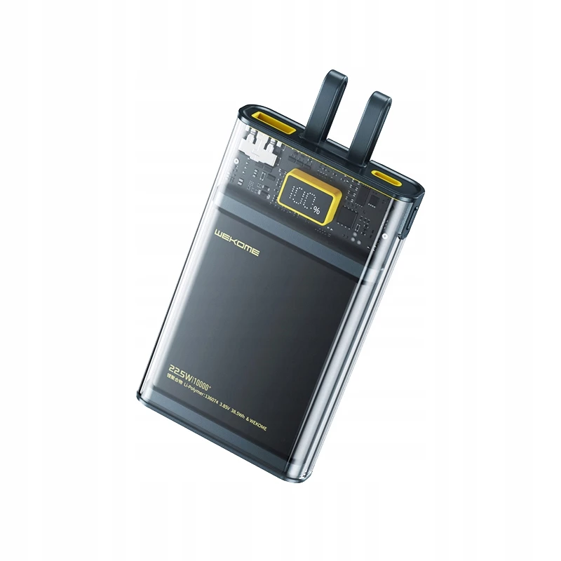 Powerbanka WEKOME WK-WP-323 série Vanguard, 10000 mAh, vstavaný kábel USB-C a Lightning, PD 20 W + QC 22,5 W