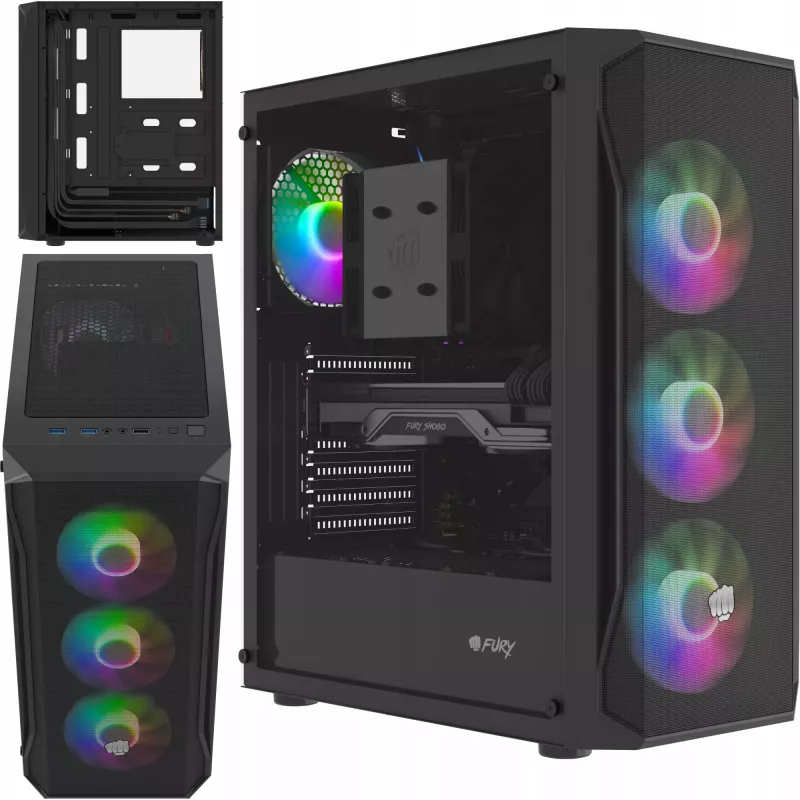 Skriňa Fury Shobo SH4F s RGB oknom a 4 ventilátormi MIDI počítač PC