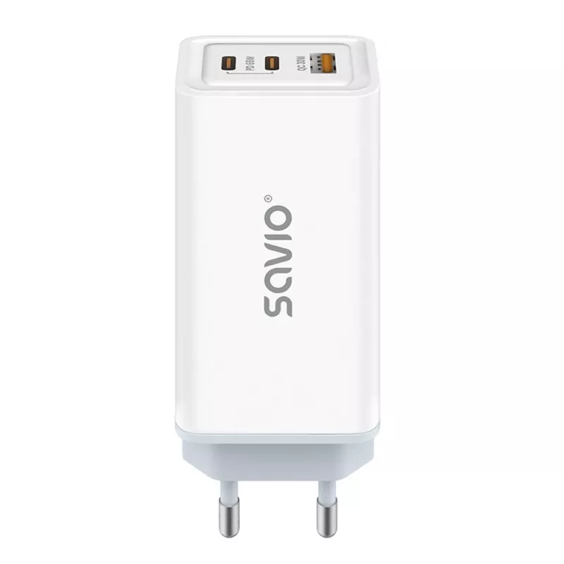 SAVIO LA-07 GaN 65W napájací zdroj, USB, QC4.0+, PD 3.0, biely