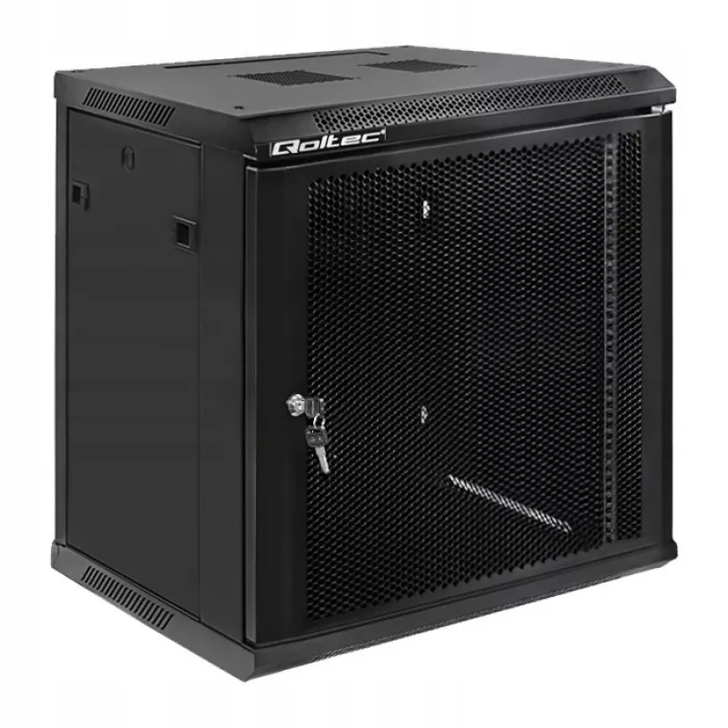 Qoltec 54488 19-palcová nástenná rack skriňa, 12U, 600 x 635 x 450 mm, perforované dvere
