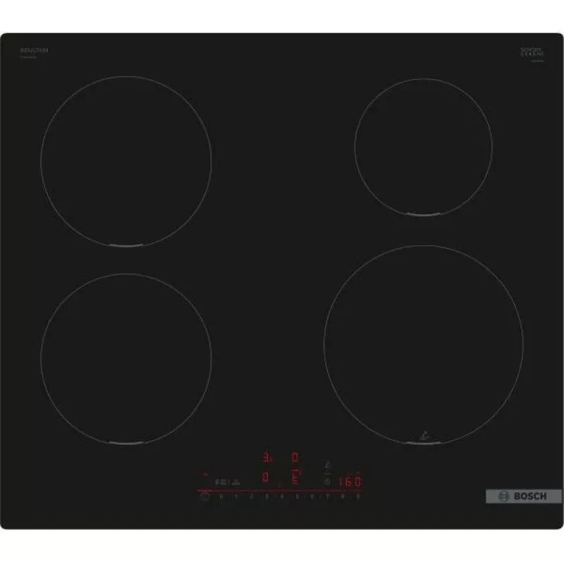 Vstavaná varná doska Bosch PUE611HC1E, indukčná, 4 varné zóny, PerfectFry Plus, Home Connect, výkon Boost, 60 cm, čierna