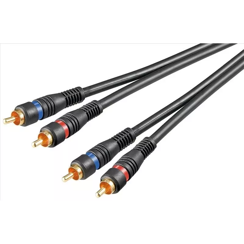 Wentronic Goobay - audio kábel - composite audio - RCA (samec) na RCA (samec) - 1,5 m - dvojito tienený koaxiálny kábel - čierny (50032)
