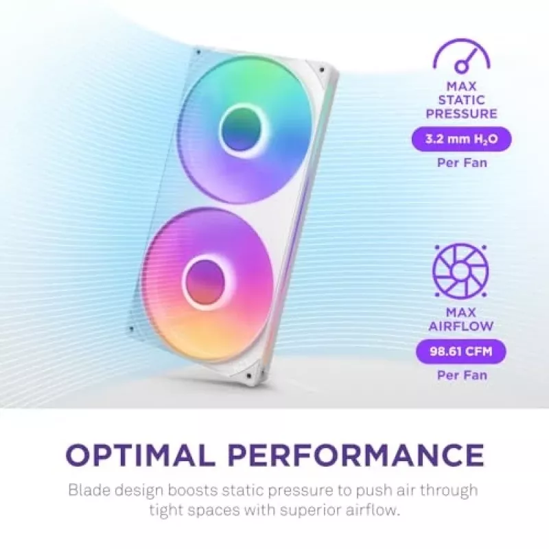 Ventilátor NZXT RF-U28HF-W1 140mm 2000 ot/min 98.61 CFM biely