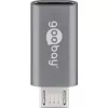 Goobay USB 2.0 Hi-Speed adaptér, sivý, sivý – USB-C™ konektor samica > USB 2.0 Micro konektor samec (Type-B) (55553)