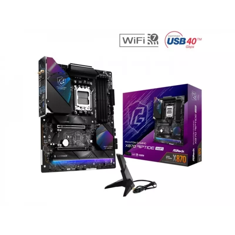 Základná doska ASRock X870 Riptide WiFi — ATX, AMD X870, Socket AM5, DDR5, 4 DIMM, 256 GB, Wi‑Fi 7, 2,5GbE
