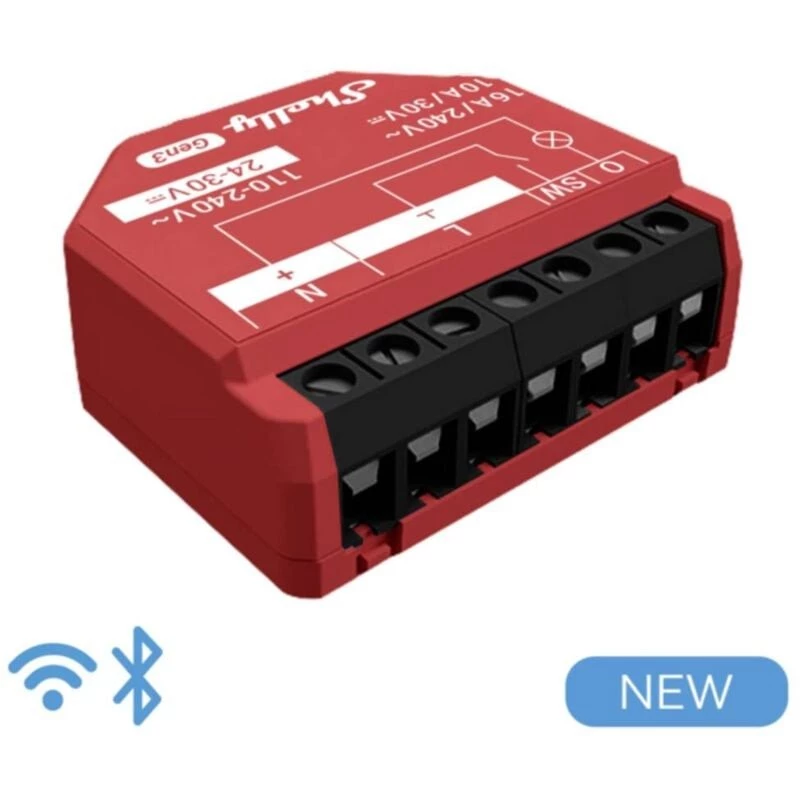 Shelly 1PM Gen3 relé Wi-Fi/Bluetooth, 16 A, s meraním výkonu