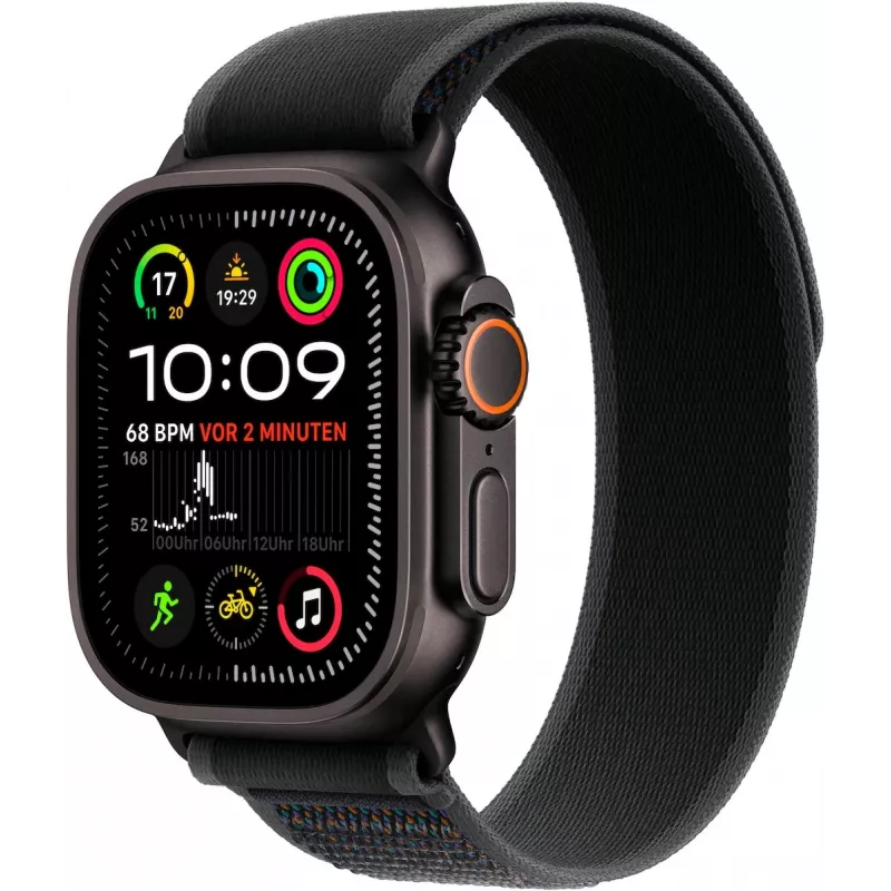 APPLE Watch Ultra 2 GPS + Cellular 49 mm puzdro z čierneho titánu s čiernym Trail Loop – M/L