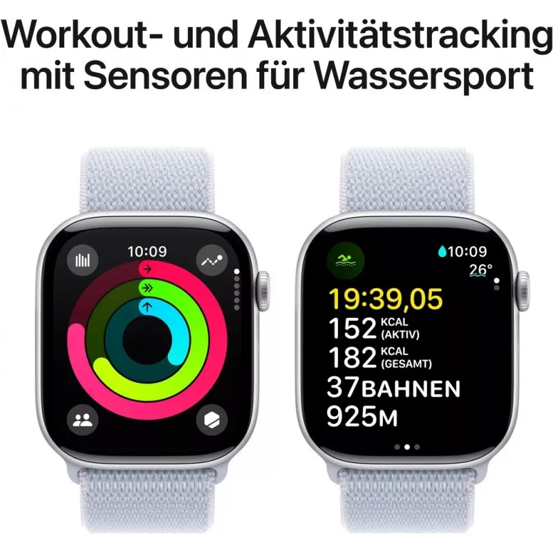 APPLE Watch Series 10 GPS 46 mm strieborné hliníkové puzdro s Blue Cloud Sport Loop
