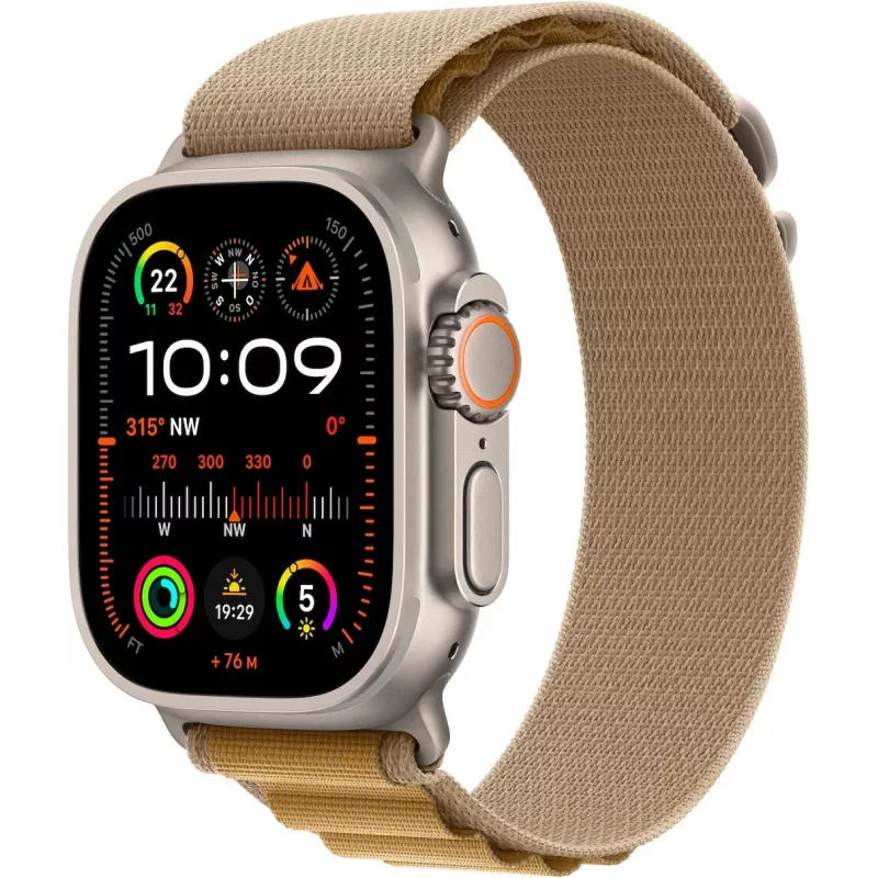 Apple Watch Ultra 2 GPS + Cellular 49mm prírodné titánové puzdro s Tan Alpine remienkom – Medium (MX4F3FD/A)
