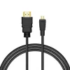 HDMI kábel SAVIO CL-39 1 m — Type-A (konektor samec) na Type-D Micro (konektor samec), HDMI 1.4, 4096x2160, ARC, Ethernet, pozlátené kontakty, čierny