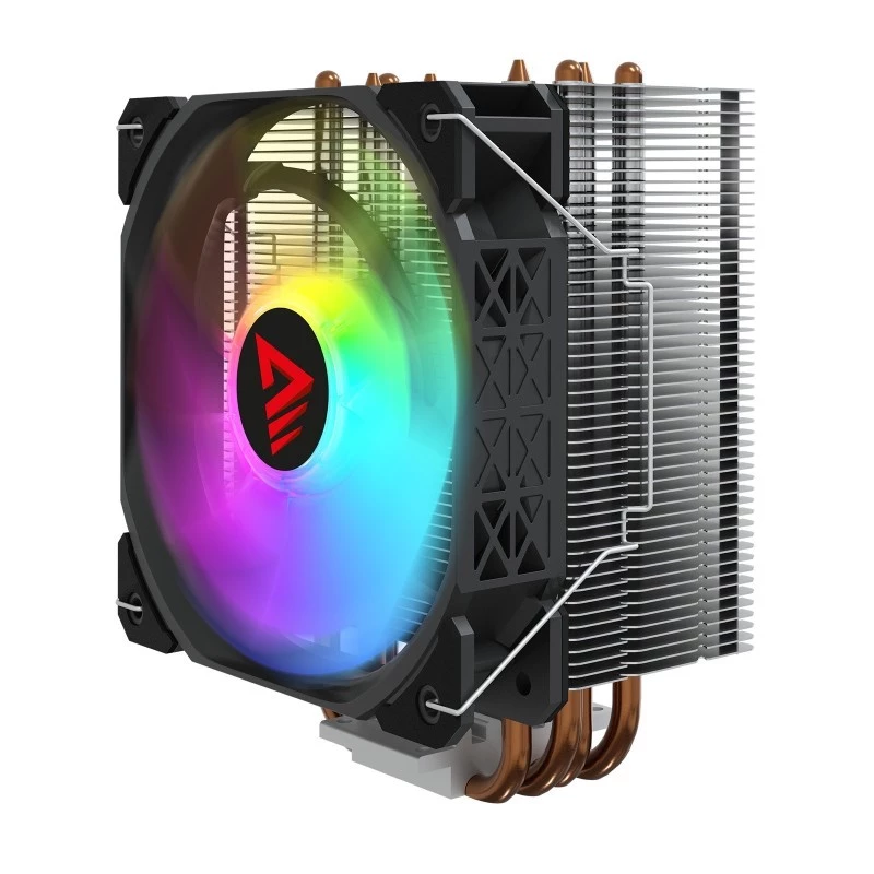 CPU vzduchový chladič SAVIO SAVGCOVORTEXX2ARGB s 4 heatpipes, 120-mm-ARGB ventilátor, čierny