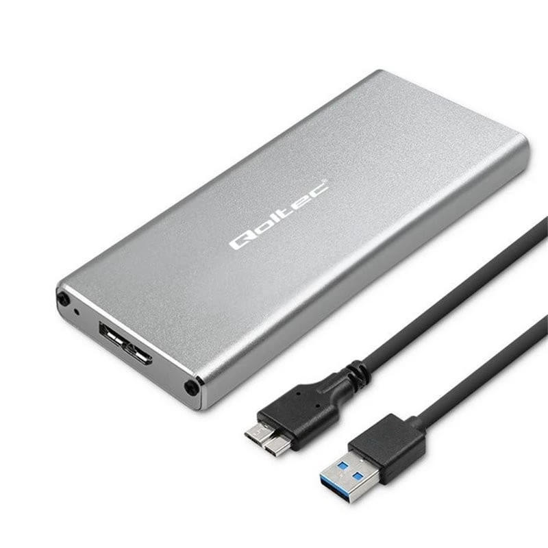 Hliníkové puzdro QOLTEC 51833 pre M.2 SSD, SATA na USB 3.0, podporuje až do 2 TB
