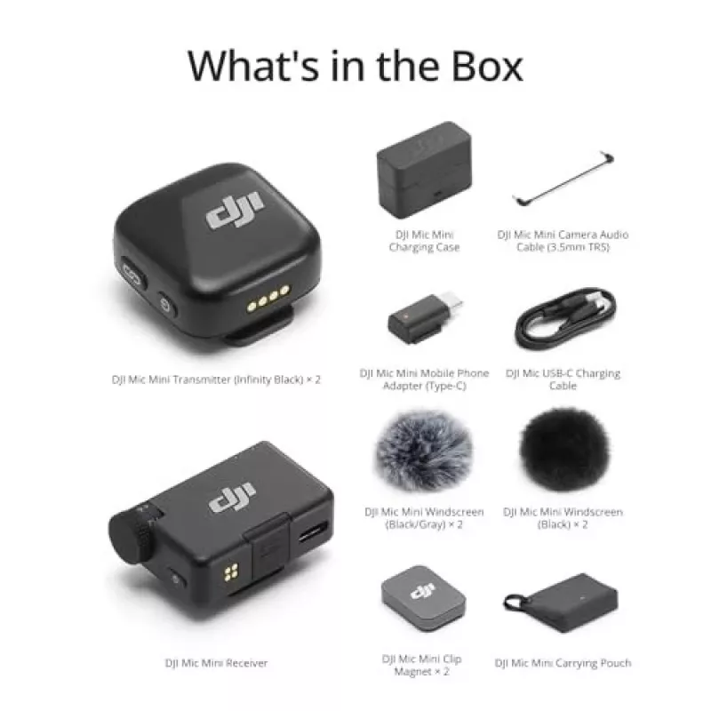 DJI Mic Mini (2 TX + 1 RX + nabíjacie puzdro) bezdrôtová mikrofónová sada - tmavosivá