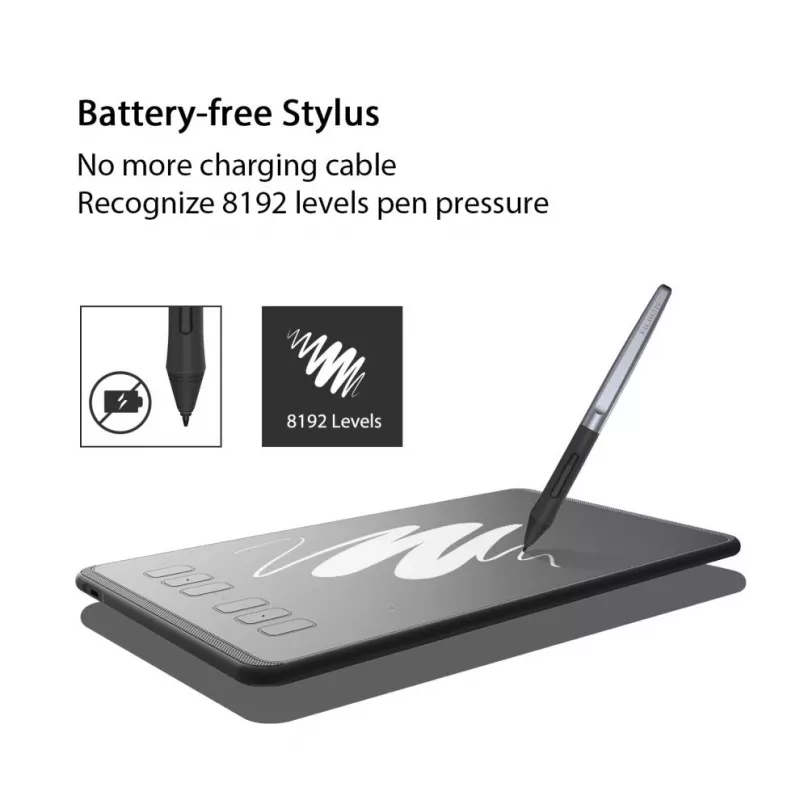 HUION H640P grafický tablet 5080 lpi 160 x 99 mm USB čierny