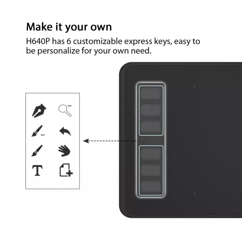 HUION H640P grafický tablet 5080 lpi 160 x 99 mm USB čierny