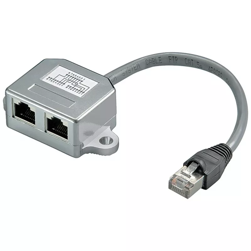 Wentronic Goobay rozbočovač káblov (Network Doubler), CAT Y-adapter - prepojenie 2 x CAT 5 Ethernet, tienený (68908)