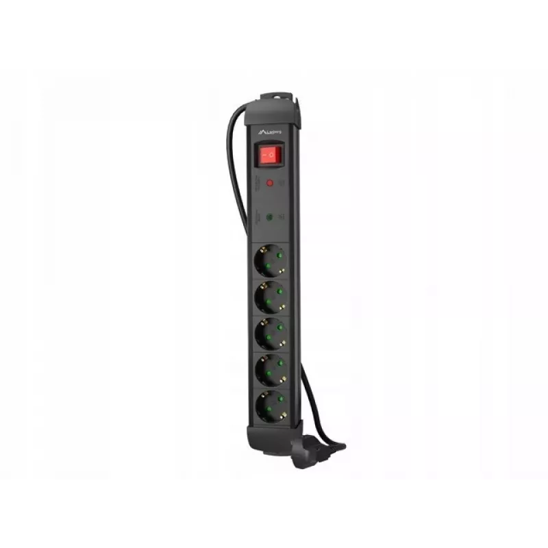 Lanberg SP1-05F-0300-BK predlžovací kábel 3 m 5 AC zásuviek interiérová čierny