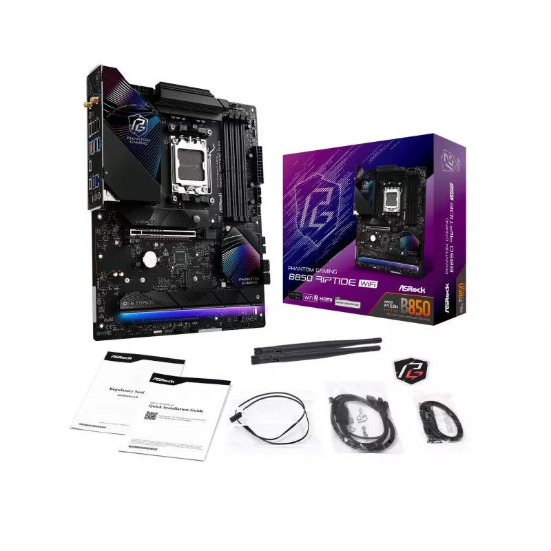 Základná doska ASRock Phantom Gaming B850 Riptide WiFi — AMD B850, socket AM5, ATX, DDR5, 4x M.2, Wi-Fi 7, 2.5Gb LAN