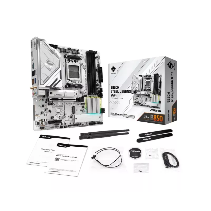 Základná doska ASRock B850M Steel Legend WiFi — AMD B850, socket AM5, microATX, DDR5, 4 DIMM, Wi-Fi 7, 2.5Gb LAN