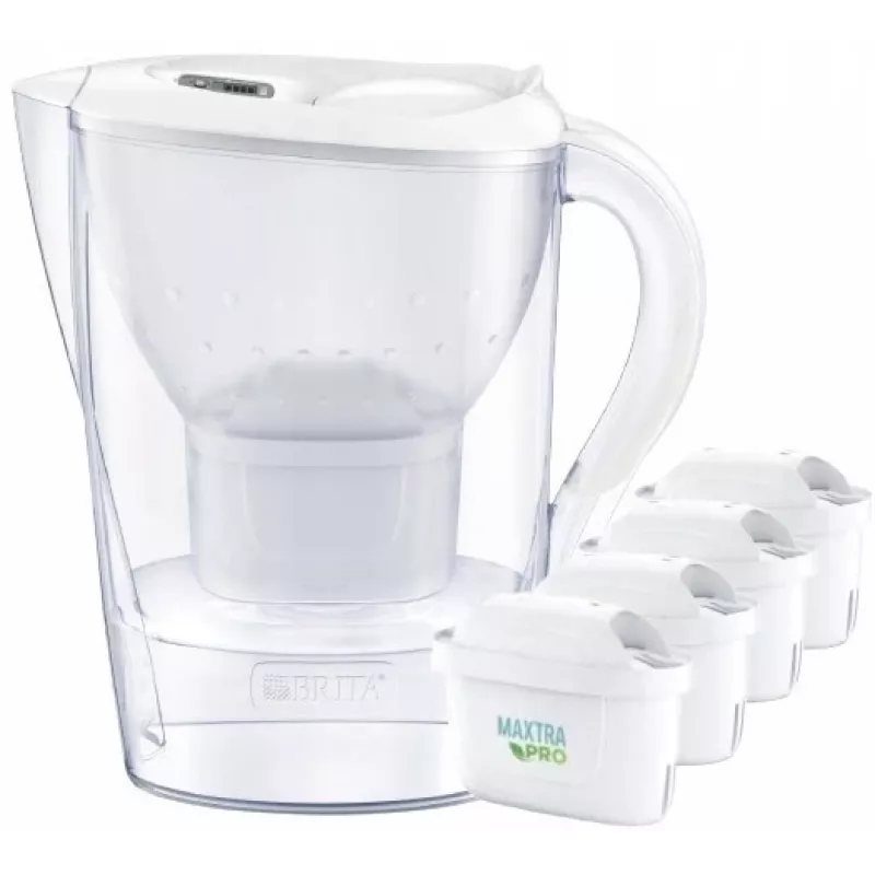 Brita Marella XL kanvica + 4 Maxtra náplne (biela)