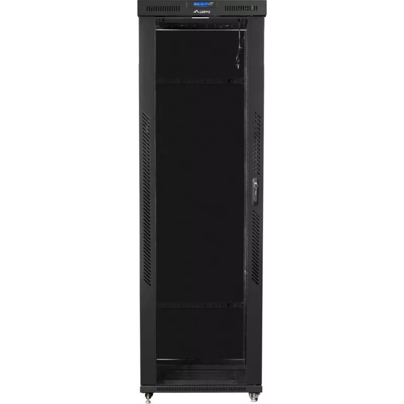 Lanberg FF01-8047-12BL 19-palcová voľne stojaca serverová skriňa 47U, 800x1000 mm, sklenené dvere, LCD, IP20, na zloženie, čierna