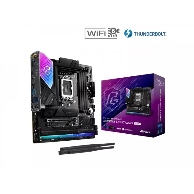 Základná doska ASRock B860M Lightning WiFi — Intel B860, LGA1851, microATX, DDR5, 4 DIMM, Wi‑Fi 6E, 2.5Gb LAN, Thunderbolt 4