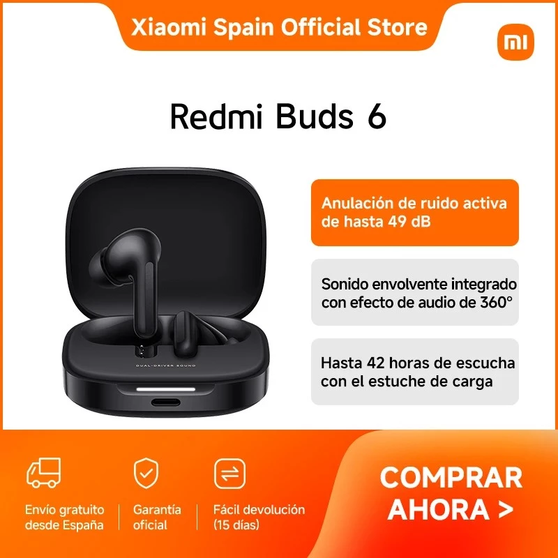 Headset Xiaomi Buds 6 In-Ear bezdrôtové binaurálne slúchadlá, Bluetooth 5.4, ANC, 42 h prehrávanie, IP54, nočná čierna