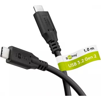 Kábel USB-C na USB-C 3.2 Gen2, 10 Gbit/s, 1m, čierny, Power Delivery 3.0, 100W, 4K, 60Hz