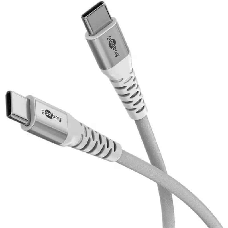 Super-mäkký USB 2.0 opletený kábel, USB-C konektor samec > USB-C konektor samec (biela, 1 meter)