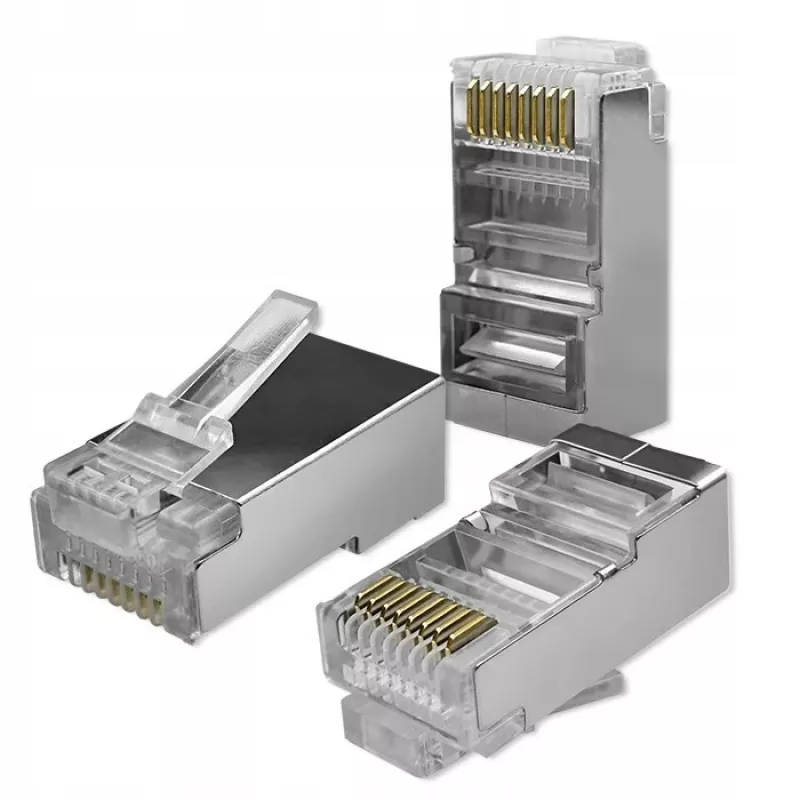 Modulárny RJ45 konektor QOLTEC 54554 CAT5e FTP, 100 ks, strieborný, plast, 11×22×18 mm