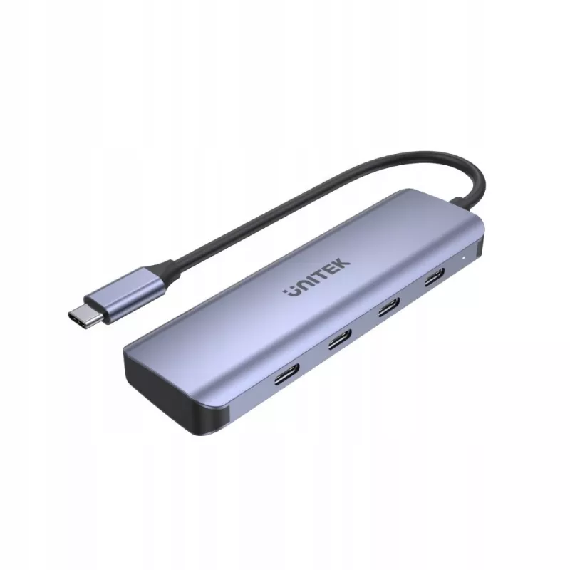 UNITEK uHUB Q4 USB hub Type-C 5000 Mbit/s sivý
