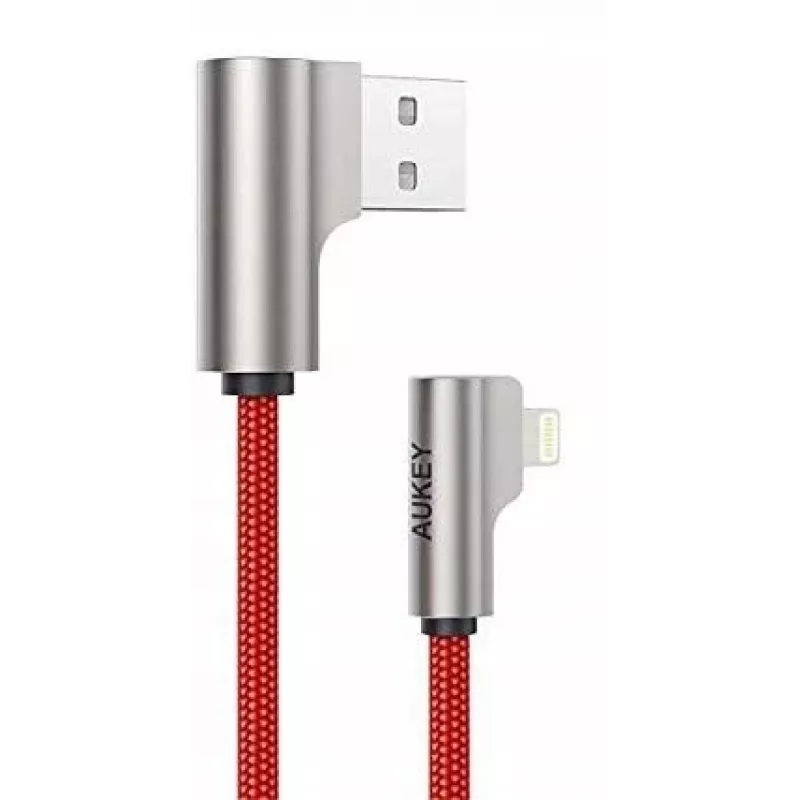 USB na Lightning kábel Aukey CB-AL01 červený – nylonový oplet, Lightning konektor pre zariadenia Apple
