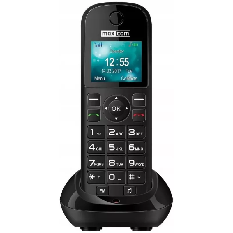 Maxcom MM35D SE stolový telefón GSM, farebný displej 1,77'', rádio FM, microSD, USB-C, čierny