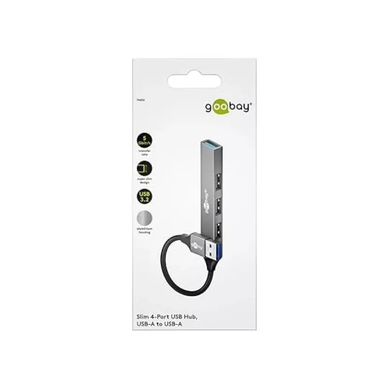 Goobay USB hub 74456 Type-A 5000 Mbit/s svetlosivý
