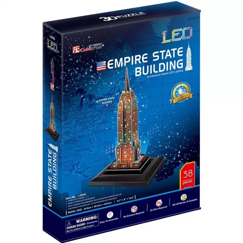 Empire State Building - svietiace 3D puzzle s 37 dielmi