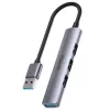 Unitek H1208A USB-A rozbočovač, 4 porty (1x USB-A 5 Gbps, 3x USB-A 2.0), hliník, strieborný