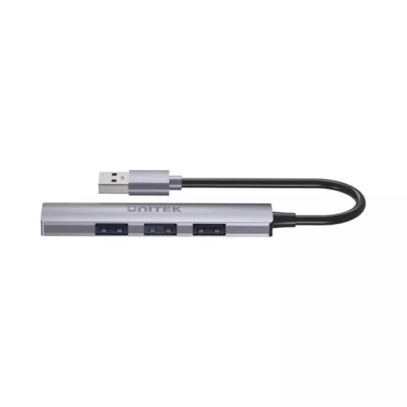 Unitek H1208A USB-A rozbočovač, 4 porty (1x USB-A 5 Gbps, 3x USB-A 2.0), hliník, strieborný