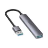 Unitek H1208A USB-A rozbočovač, 4 porty (1x USB-A 5 Gbps, 3x USB-A 2.0), hliník, strieborný