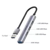 Unitek H1208A USB-A rozbočovač, 4 porty (1x USB-A 5 Gbps, 3x USB-A 2.0), hliník, strieborný