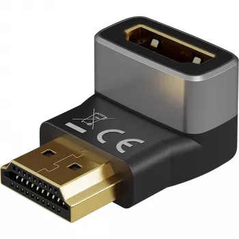 Goobay 72011 HDMI™ uhlový adaptér 270° vertikálny, 8K @ 60 Hz, pozlátený, čierny, strieborný | Goobay