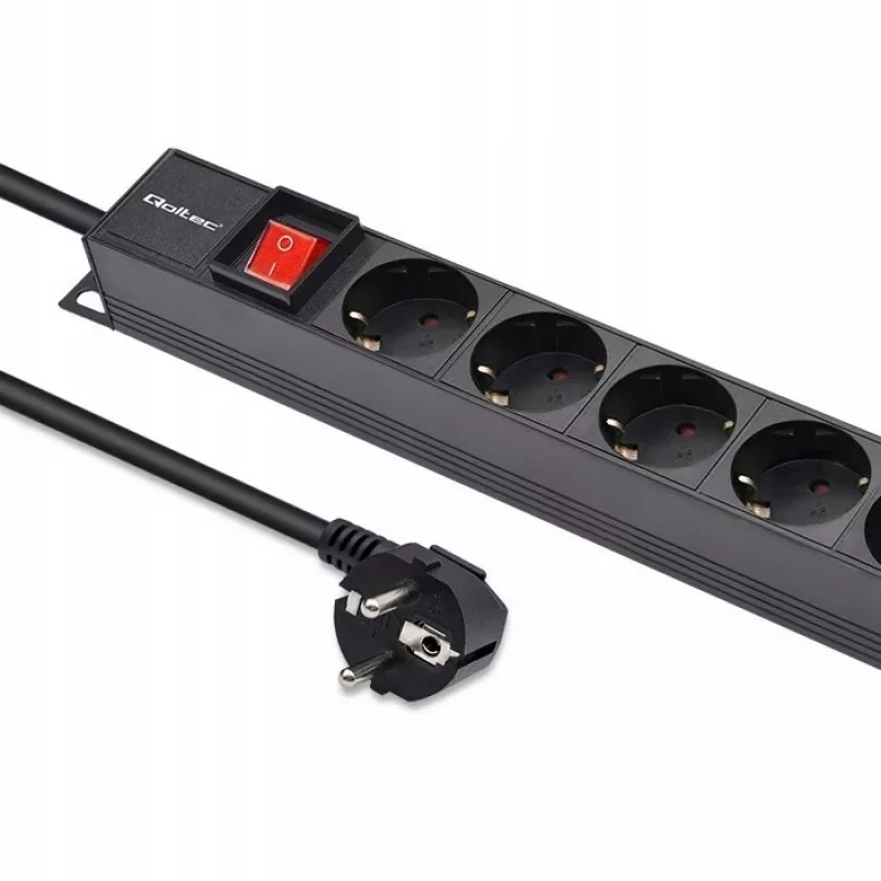 Qoltec hliníkový PDU pre RACK | 16A | 16 x Schuko | vertikálny | 1,8 m