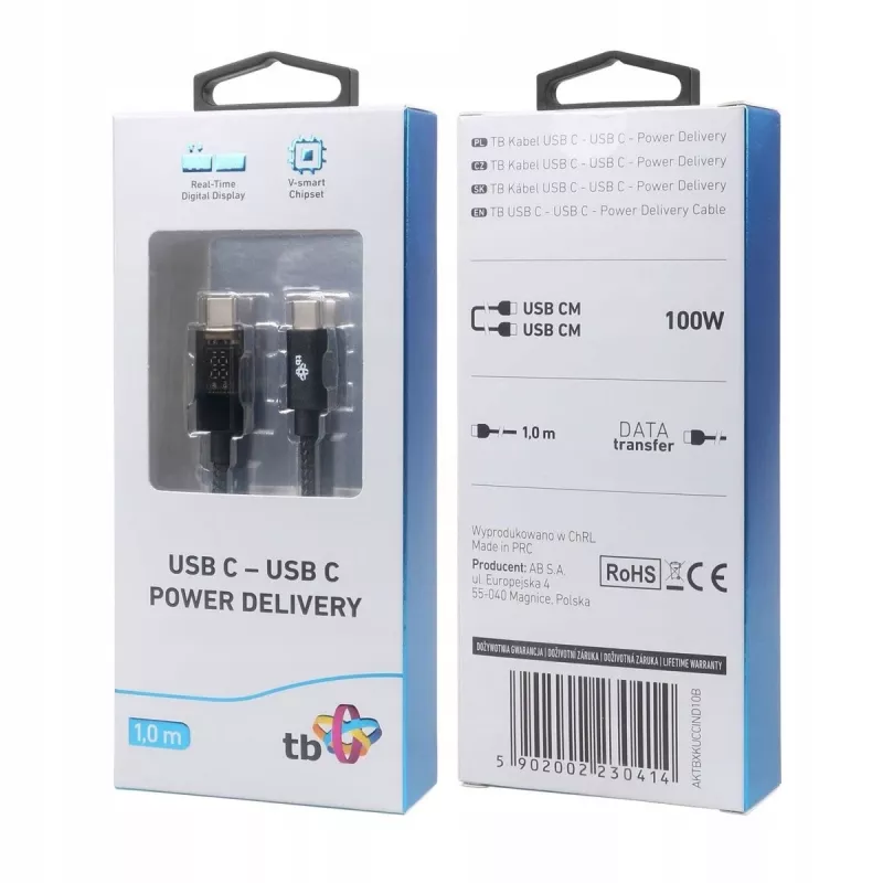 USB-C kábel TB AKTBXKUCCIND10B 1 m 100 W s LED indikátorom nabíjania