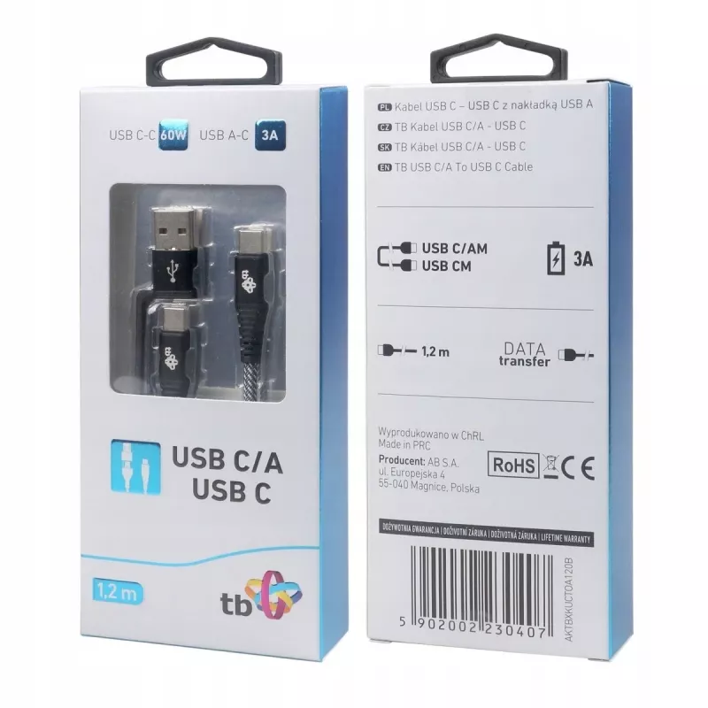 USB-A na C kábel TB AKTBXKUCTOA120B 1,2 m, čierny