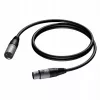 Procab XLR samec na XLR samica kábel 1,5 m — symetrický mikrofónny/audio kábel